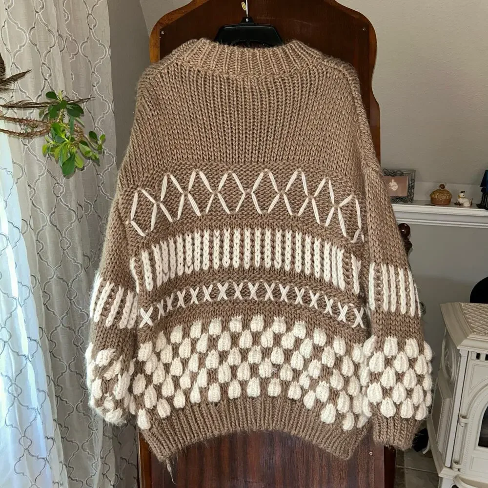 Talisman Colorado Knit sweater S/M billowed sleeves chunky oversized